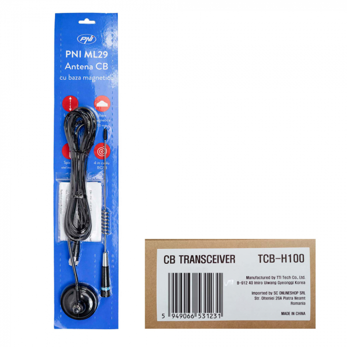 Statie radio CB TTi TCB-H100 + Antena CB PNI ML29, lungime 34 cm [9]