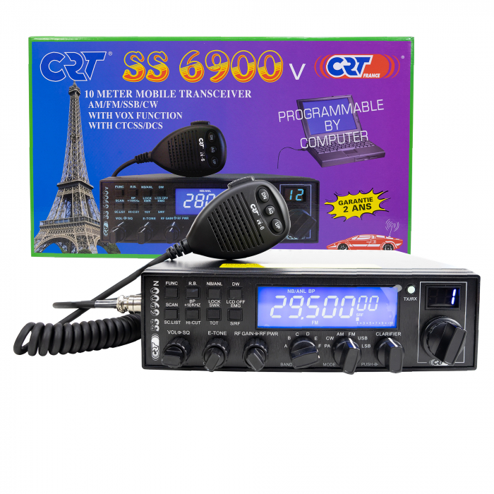 Statie radioamatori CRT SS 6900 VOX CB, AM, FM, USB, SSB, CW, PA, 28-29.7Mhz, ASQ, RF Gain, Roger Beep, 12V, programabil [2]