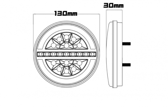 Stop LED  cu Efect Neon Smoked Ø13cm 130mm 12V-24V cu 4 Funcții Stop, Pozitie, Semnalizare Dinamică și Lumină de Mers Înapoi [4]