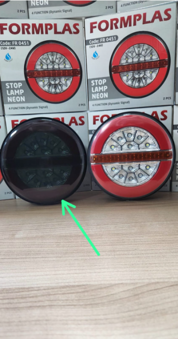 Stop LED  cu Efect Neon Smoked Ø13cm 130mm 12V-24V cu 4 Funcții Stop, Pozitie, Semnalizare Dinamică și Lumină de Mers Înapoi [2]