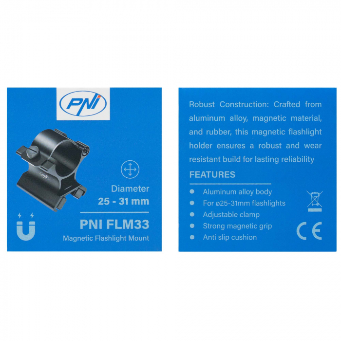 Suport de montaj magnetic PNI FLM33 pentru lanterne cu diametrul intre 25-31 mm [13]