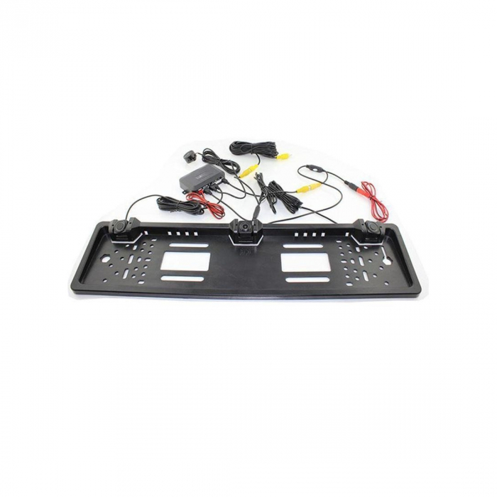 Suport numar auto cu camera video si 2 senzori parcare 12V (afiseaza distanta pe ecranul camerei) [1]