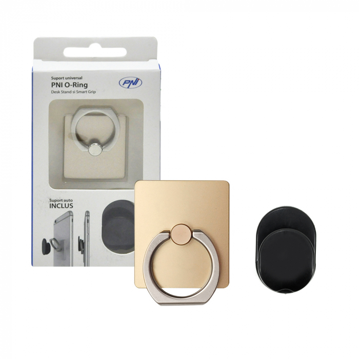 Suport universal PNI O-Ring, Desk Stand si Smart Grip, Champagne, suport auto inclus [10]