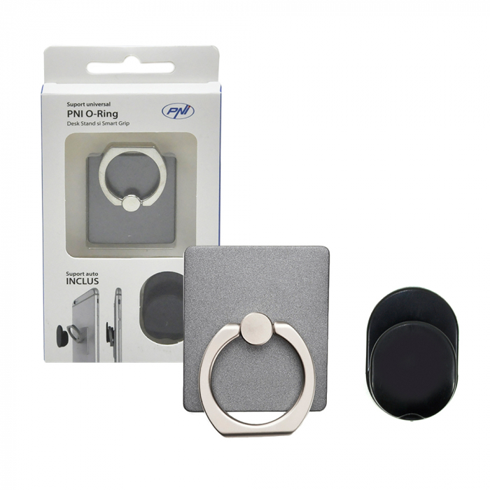 Suport universal PNI O-Ring, Desk Stand si Smart Grip, Light Black, suport auto inclus [10]
