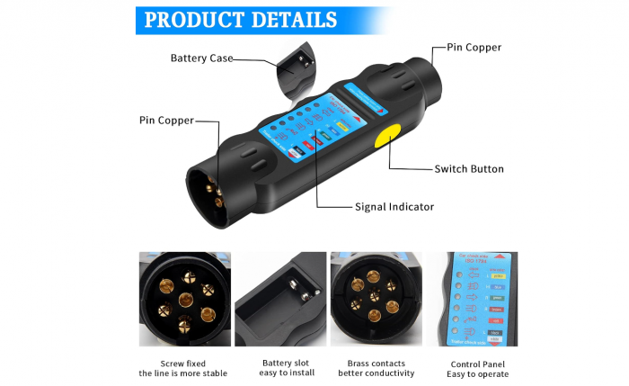 Tester pentru verificarea luminilor de remorcă 7 pini 12V [4]
