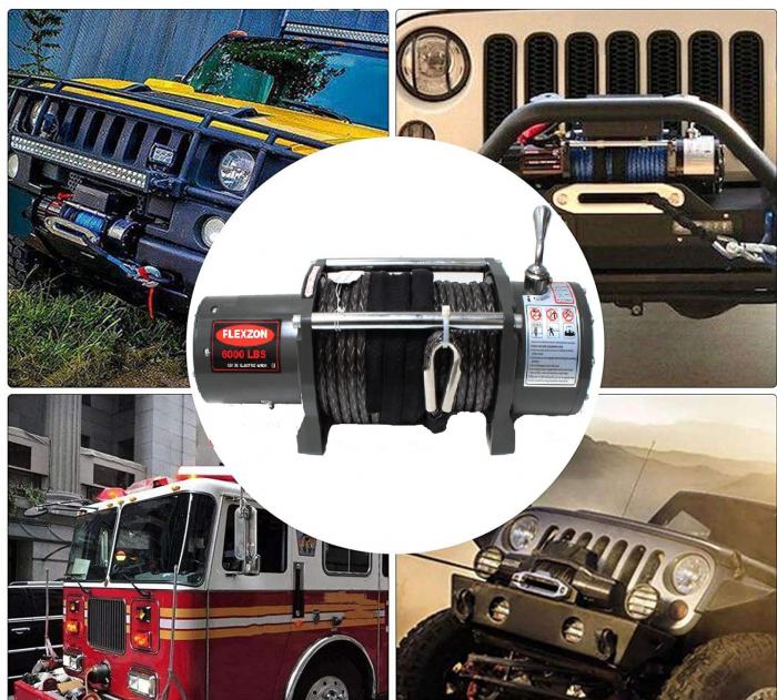 Troliu electric cu telecomanda pentru remorcare autoturisme, jeep, asistenta rutiera, 6000LBS 2720kg, 12V-24V [2]