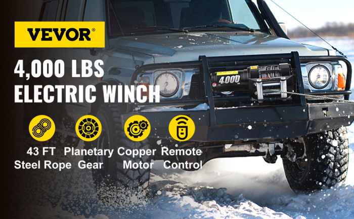 Troliu electric cu telecomanda pentru remorcare autoturisme, jeep-uri, barci, off-road, 4000LBS 1820kg, 12V [10]