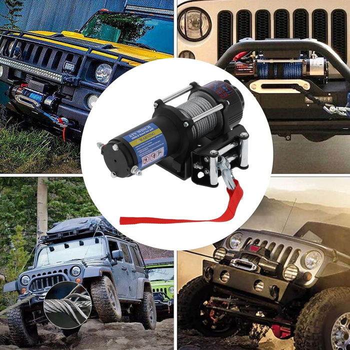 Troliu electric cu telecomanda pentru remorcare autoturisme, jeep-uri, barci, off-road, 5500LBS 2500kg, 12V [3]