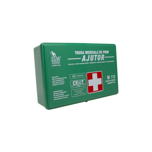 Trusa medicala prim ajutor in cutie de plastic VERDE omologata RAR [2]