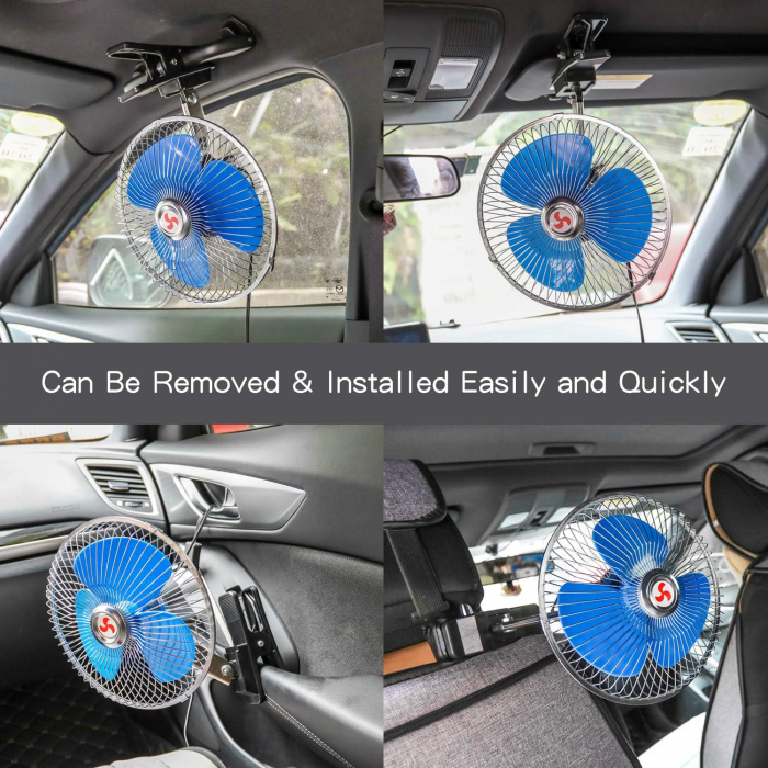 Ventilator auto rotativ 12V suport fix metalic [10]
