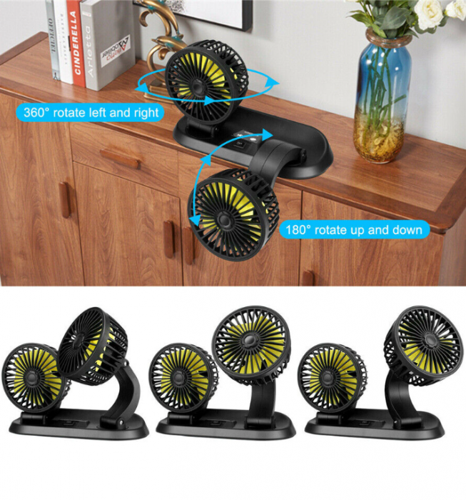 Ventilator dublu pentru autoturisme autobuze rulote 12V 10,5 cm [4]
