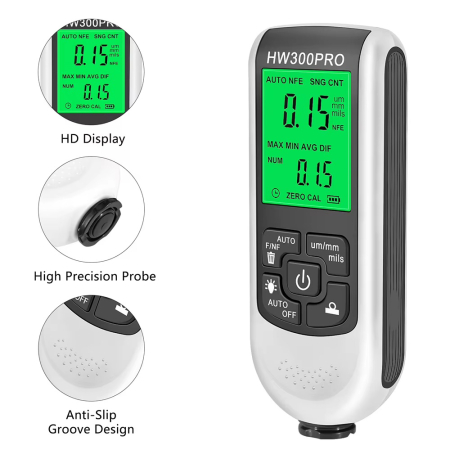 Tester Digital Masurat Grosimea Vopselei Auto HW300PRO, Tester Vopsea Fe/NFe, Ecran LCD, 0-1800 Microni [1]