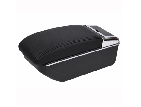 Cotiera auto pentru Dacia Duster 2010-2017, culisanta, suport pahar, scrumiera, Piele ecologica, Negru/Crom [2]