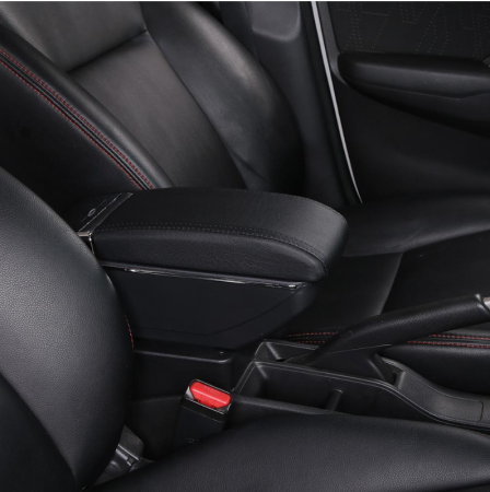 Cotiera auto pentru Dacia Duster 2010-2017, culisanta, suport pahar, scrumiera, Piele ecologica, Negru/Crom [6]