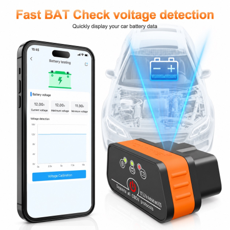 Diagnoza Auto KONNWEI OBD2 Bluetooth 5.2, Android/iOS, Aplicatie MAXOBD Gratuita, Fara Abonament [6]