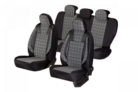 Huse scaune din piele si textil SKODA OCTAVIA II 2004-2013 LUXURY Negru [1]