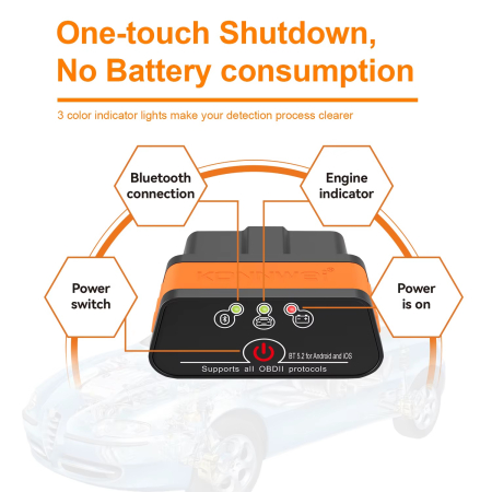 Diagnoza Auto KONNWEI OBD2 Bluetooth 5.2, Android/iOS, Aplicatie MAXOBD Gratuita, Fara Abonament [7]
