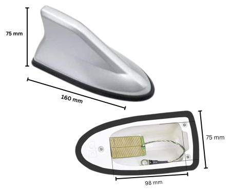 Antena auto activa tip shark fin cu amplificator integrat – universala, imbunatateste semnalul, Gri deschis [3]