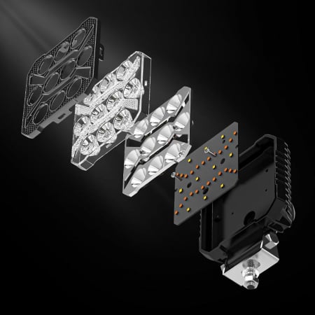 Proiector 10 LED Halogen cu Lumină Albă DRL Portocalie, 1700Lm, 9-30V, Rezistent la Apă IP68 - 17W [10]