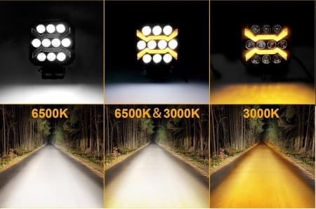 Proiector 10 LED Halogen cu Lumină Albă DRL Portocalie, 1700Lm, 9-30V, Rezistent la Apă IP68 - 17W [2]