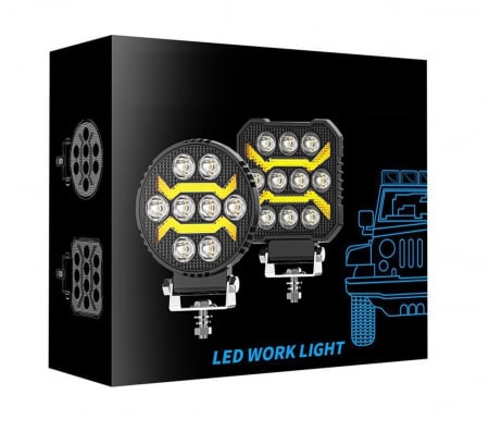 Proiector 10 LED Halogen cu Lumină Albă DRL Portocalie, 1700Lm, 9-30V, Rezistent la Apă IP68 - 17W [15]