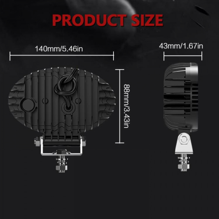 Proiector 10 LED Halogen cu Lumină Albă și DRL Portocalie, 2000LM, 9-30V, Rezistent la Apă IP67 [1]