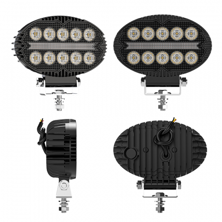 Proiector 10 LED Halogen cu Lumină Albă și DRL Portocalie, 2000LM, 9-30V, Rezistent la Apă IP67 [3]
