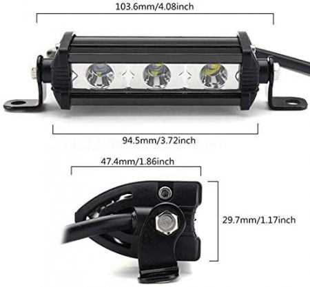 Set 2X Led Bar Proiector  11cm, 9W, 3 LED, 12V / 24V, Spot Beam [2]