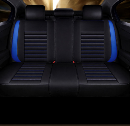 Set Huse Auto universale luxdin piele ecologica, negru cu albastru pentru scaune fata si spate [2]