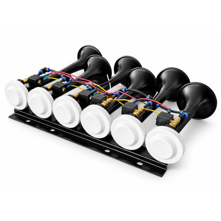 Claxon Muzical Pneumatic Basuri cu 6 Trompete, 20 Melodii, 12V/24V si Telecomanda Wireless [5]
