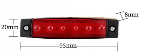 14 x 51 Lampa laterala 6 LED-uri 12v lumina rosie [1]
