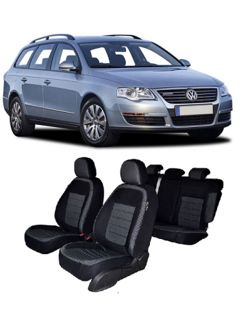 Volkswagen - Set huse scaune dedicate Volkswagen Passat B6 2005-2010 (Bancheta Fractionata + huse cotiere)