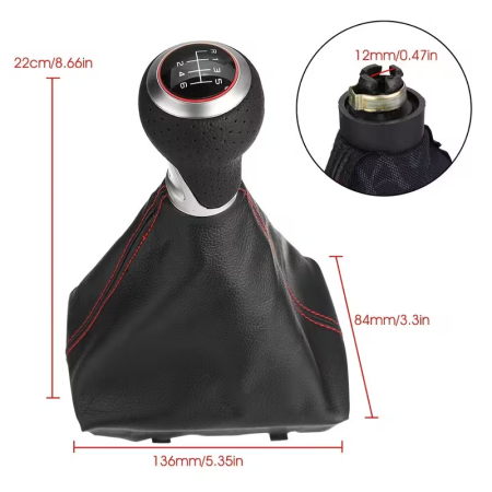 Schimbător de viteze Sport Ball cu 6 trepte și manșon pentru Audi A4/S4 B8 și A5/S5 8T - Cusături roșii [3]