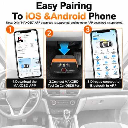 Diagnoza Auto KONNWEI OBD2 Bluetooth 5.2, Android/iOS, Aplicatie MAXOBD Gratuita, Fara Abonament [3]