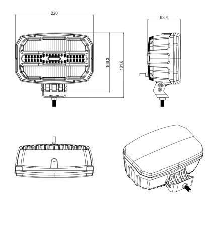 Proiector LED auxiliar halogen 12-24V, 175W, 11000 lm, DRL portocaliu/alb si lumina de avertizare cu 4 moduri, E-mark IP67/69K [1]