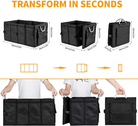 Organizator de portbagaj multifunctional, impermeabil, pliabil cu manere din aluminiu [6]
