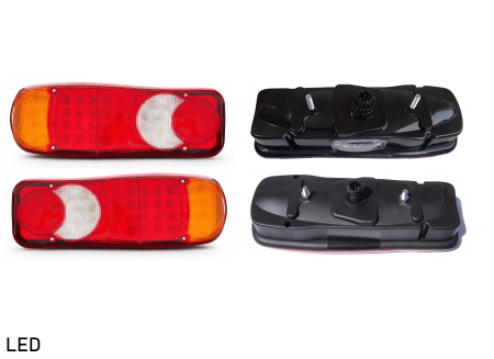 Accesorii Camioane - Set lampi stop LED 24V stanga + dreapta – cu mufa 7 pini, stop, pozitie, semnalizare, marsarie