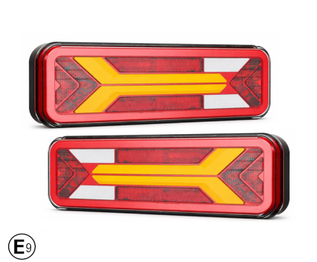 Accesorii Camioane - Set lampi LED spate multifunctionale 12-36V, semnalizare dinamica, pozitie, frana, marsarier si ceata, E-Mark E9, IP66, 283x100 mm