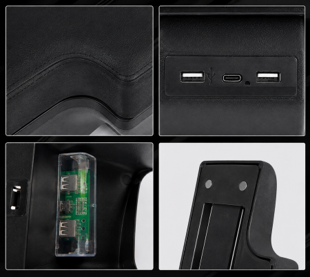 Cotiera auto Nissan Juke 2010-2019, Gen 1, compartiment depozitare, 2x USB-A, 1x USB-C, acces butoane incalzire scaune, Negru [4]