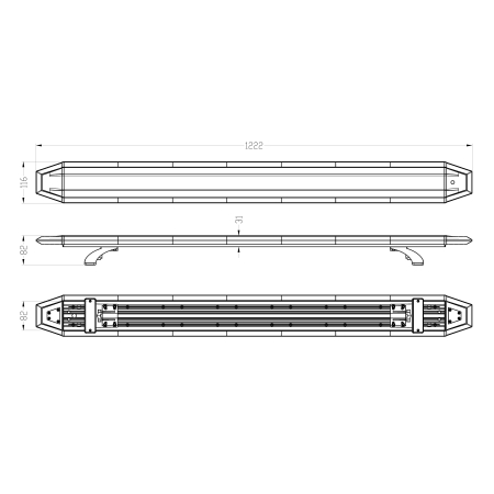 Rampa Girofar LED Stroboscopic Portocalie, 122.2 cm, 14 Moduri de Avertizare, 12/24/48V, 57-80W, ECE R65/R10, E9, IP67, Senzor Zi/Noapte [8]