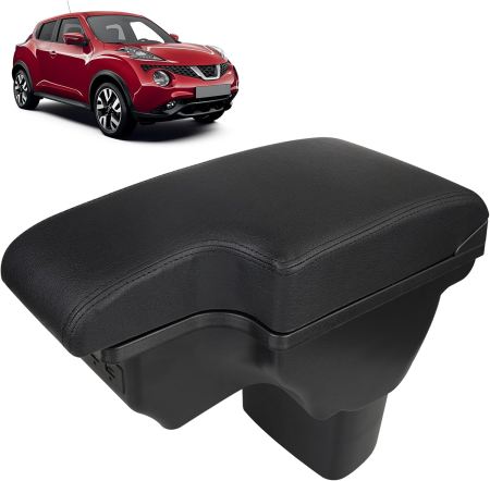 Accesorii pentru interior - Cotiera auto Nissan Juke 2010-2019, Gen 1, compartiment depozitare, 2x USB-A, 1x USB-C, acces butoane incalzire scaune, Negru