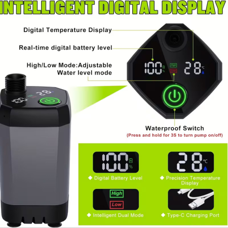Duș portabil reîncărcabil cu afișaj LED - 6000mAh, rezistent la apă IPX7 și 4 moduri de pulverizare [3]