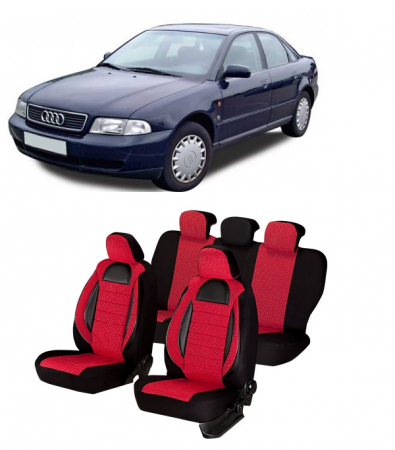 Audi - Set huse scaune compatibile Audi A4 B5 (1995-2001) Piele + Textil (Compatibile cu sistem AIRBAG)