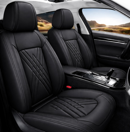 Set Huse Auto universale lux din piele ecologica, negru pentru scaune fata si spate [1]