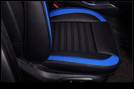 Set Huse Auto universale luxdin piele ecologica, negru cu albastru pentru scaune fata si spate [3]