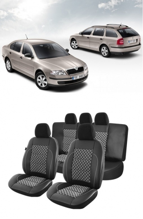 Skoda - Huse scaune Premium din piele si textil SKODA OCTAVIA II 2004-2013