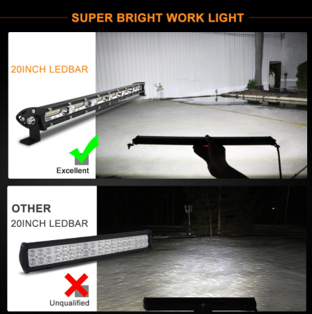 Led bar 51 Cm 162W  cu LED-uri 54 LED Ultra subțire Lampă cu halogen 12V 24V Auto ATV Jeep 4x4 Camion offroad etc [4]