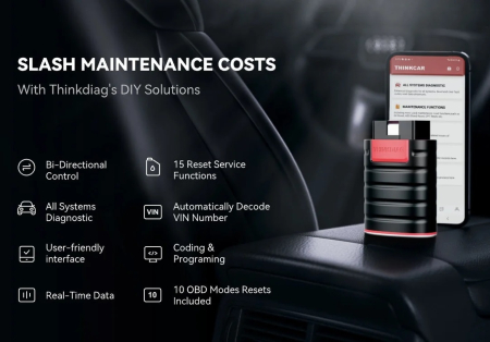 Tester Diagnoza Auto Profesional ThinkDiag ThinkCar, Bluetooth OBD2, 15 Functii Service, Codare ECU, Licenta Gratuita 1 An + OBD Cablu 36 cm [5]