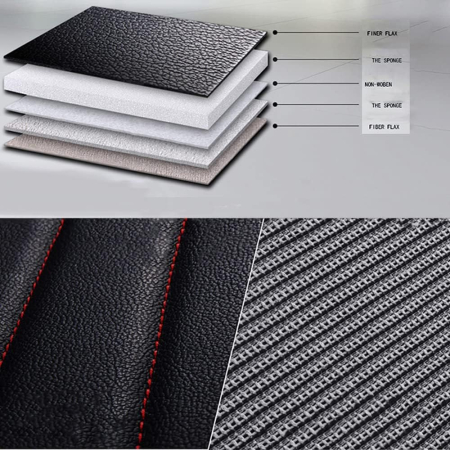 Set Huse Auto universale din piele ecologica cu material textil, negru cu contur alb pentru scaune fata si spate [4]