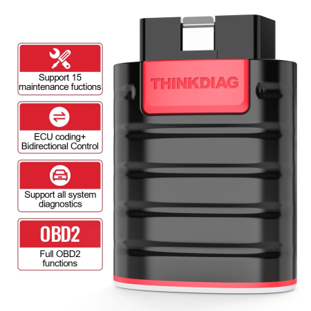 Tester Diagnoza Auto Profesional ThinkDiag ThinkCar, Bluetooth OBD2, 15 Functii Service, Codare ECU, Licenta Gratuita 1 An + OBD Cablu 36 cm [1]